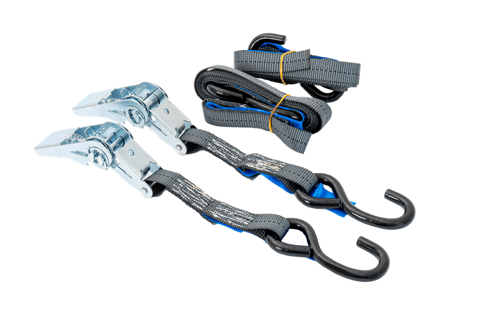 Set of two HILLS 3m/25mm/1t transport belts with tensioner and two 0.45m harnesses for securing the motorcycle