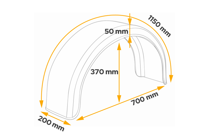 Trailer mudguard 13-14" DOMAR D20200 wheel arch 700/200mm