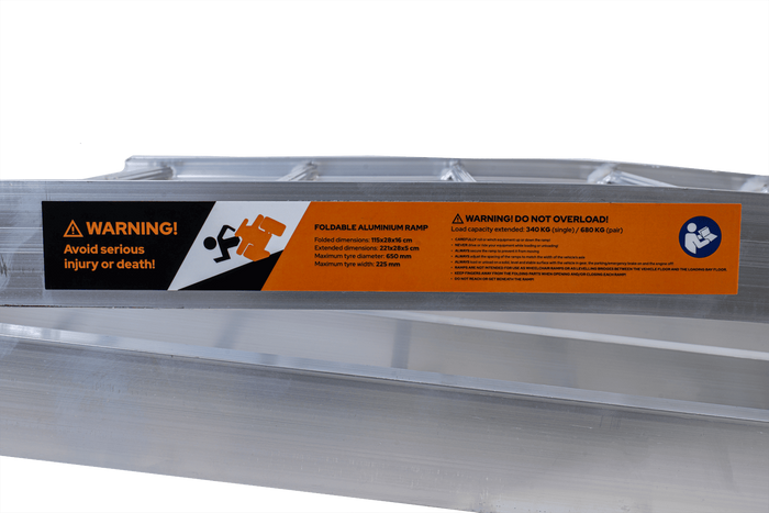 UNITRAILER ALR002 foldable ramps aluminum ramps for trailers 221cm 680kg with belt, set of 2