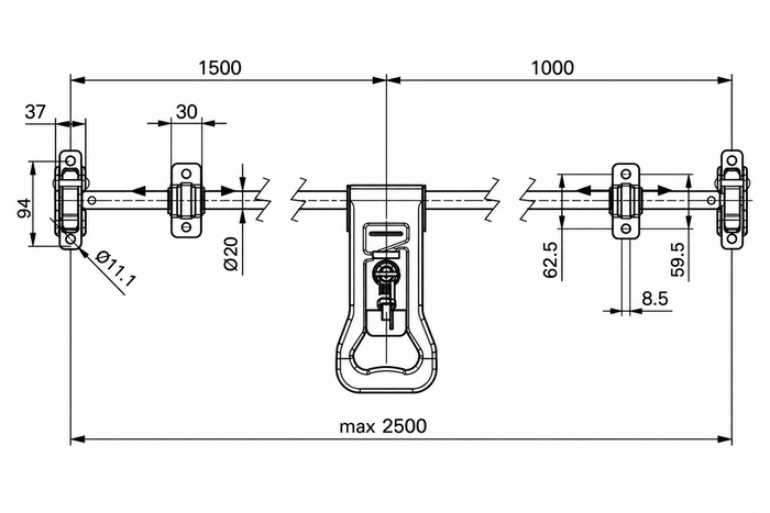 STEELPRESS ZD-03 container trailer locking bolt door lock 2500mm
