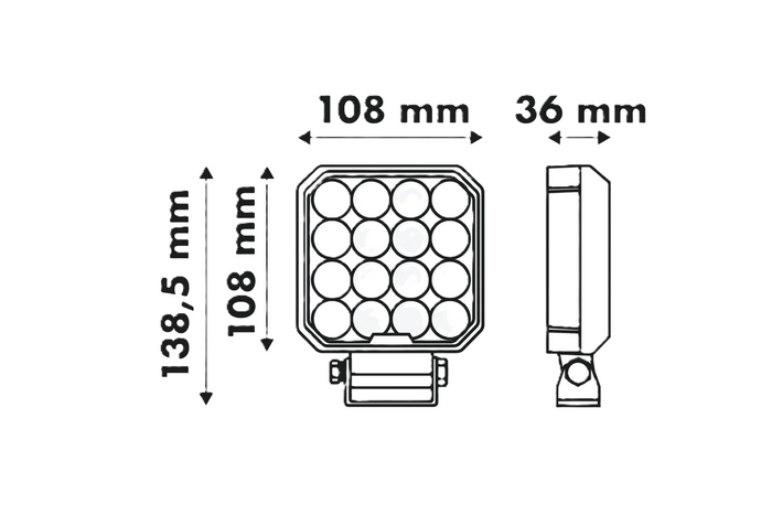 Lampa robocza kwadratowa 64LED 6400 lumenów