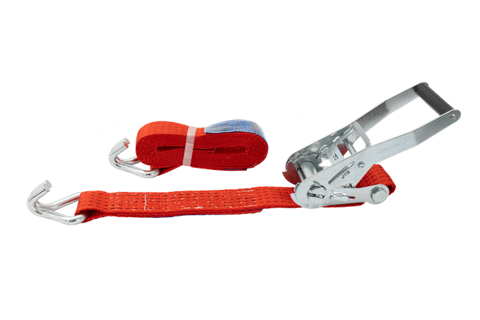 Set of four UNITRAILER 4m/50mm/5t red transport belts with tensioner