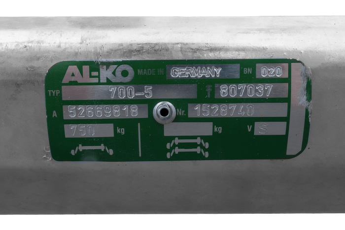 AL-KO OPTIMA unbraked axle for trailer 750kg 1285mm 1620mm 4x100