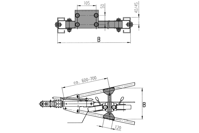 Crossbar for AL-KO support wheel for V 440/460 drawbar