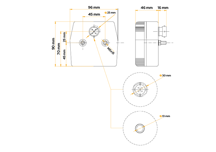 Rear lamp FRISTOM MD-002 4 functions universal
