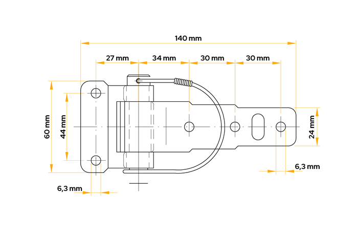 Detachable side hinge UNITRAILER BSCH 30-2 trailer side mounting