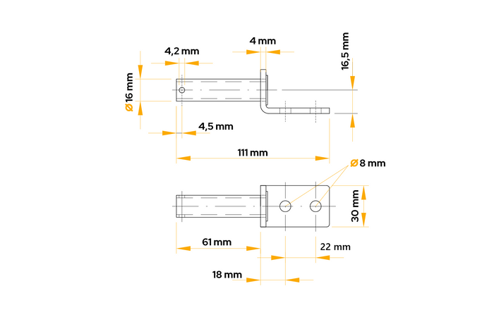 Side hinge with holder UNITRAILER BSCH 10-270+BSCHG 10-A complete trailer side mounting