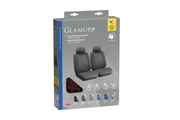 Set of car seat covers LAMPA Glamur black, for the front seats
